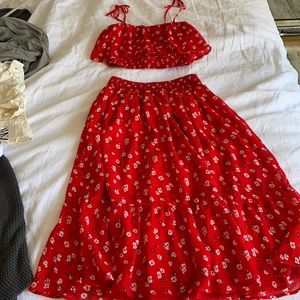 Red skirt/top matching set